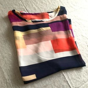 Color-blocked sheer blouse